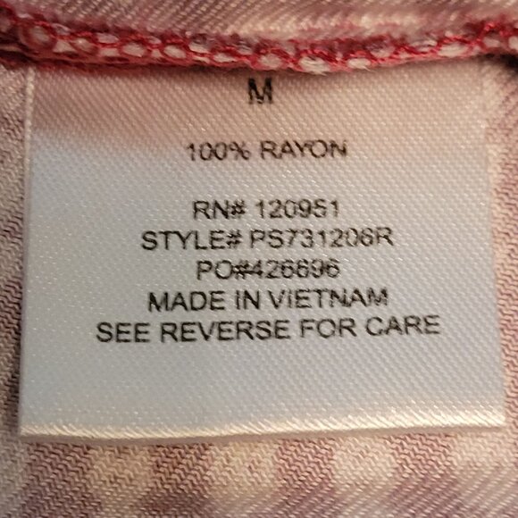 Pink Rose Floral Boho Shift Dress Size M Tie Sleeves Stretch Waist Country Girl - Picture 13 of 13